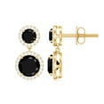thumbnail image 1 of Rosec Jewels Natural Black Onyx Dangle Earrings with Moissanite Halo for Women (AAA Quality), 18K Yellow Gold, 1 of 8