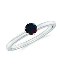 Rosec Jewels Natural Black Opal Solitaire Ring for Women - October Birthstone Ring (1/4 CT), 925 Sterling Silver, US 4.00