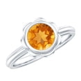 thumbnail image 1 of Rosec Jewels Natural Citrine Solitaire Engagement Ring - Bezel Set Citrine Flower Ring - 1.2 Ct - AAA Quality - with Jewelry Box, 10K White Gold, US 13.00, 1 of 8