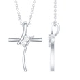 thumbnail image 1 of Rosec Jewels Natural Diamond Cross Pendant Necklace with Chain - HI-SI Quality - Minimalist Necklace Ready to Gift for Christmas, 10K White Gold, 1 of 8