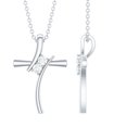 thumbnail image 1 of Rosec Jewels Natural Diamond Cross Pendant Necklace with Chain - HI-SI Quality - Minimalist Necklace Ready to Gift for Christmas, 18K White Gold, 1 of 8
