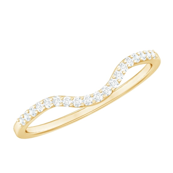 Rosec Jewels Natural Diamond Engagement Ring Enhancer - HI-SI Quality - Curved Ring for Women - with Jewelry Box, 14K Yellow Gold, US 8.50