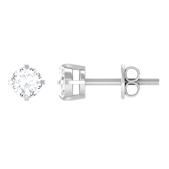 Rosec Jewels Minimal Diamond Stud Earrings (HI Color SI Clarity) - Cartilage Studs with Screw Back - Ready to Gift with Jewelry Box, 18K White Gold
