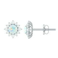 thumbnail image 1 of Rosec Jewels Natural Ethiopian Opal Stud Earrings with Diamond Halo for Women - AAA Grade, 18K White Gold, 1 of 8