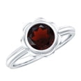 thumbnail image 1 of Rosec Jewels Natural Garnet Flower Engagement Ring (1.7 Carat, AAA Quality) - Bezel Set Garnet Solitaire Ring for Women, 14K White Gold, US 7.00, 1 of 9