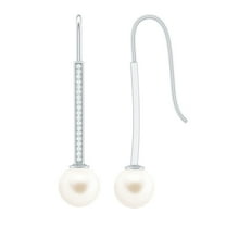 Rosec Jewels Freshwater Pearl Dangle Earrings for Women - 8 mm Pearl Drop Earrings - AAA Quality, 925 Sterling Silver