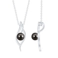 thumbnail image 1 of Rosec Jewels Natural Tahitian Pearl Leaf Pendant Necklace for Women (10 mm, with chain), 18K White Gold, 1 of 7