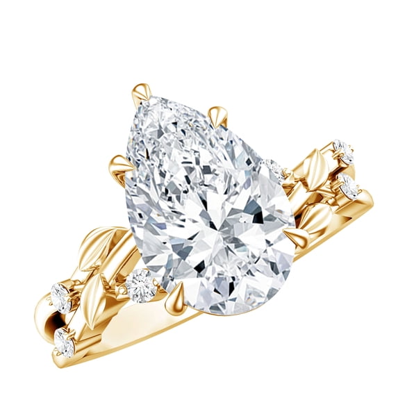 Rosec Jewels Nature Inspired IGI Certified Lab Grown Diamond 3 Carat Engagement Ring (E-VS1 Grade), 18K Yellow Gold, US 4.50
