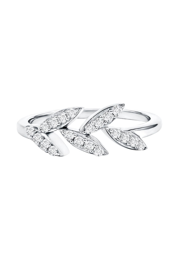 Nature Inspired Lab Grown Diamond Promise Ring for Women - EF-VS Quality - Leaf Ring - Ready to Gift, 925 Sterling Silver, US 4.00
