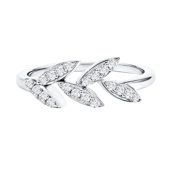 Rosec Jewels Nature Inspired Lab Grown Diamond Promise Ring for Women - EF-VS Quality - Leaf Ring - Ready to Gift, 925 Sterling Silver, US 4.00