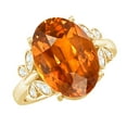 thumbnail image 1 of Rosec Jewels Oval Created Orange Sapphire Solitaire Ring with Diamond for Women - 10X14 mm, 18K Yellow Gold, US 8.00, 1 of 9