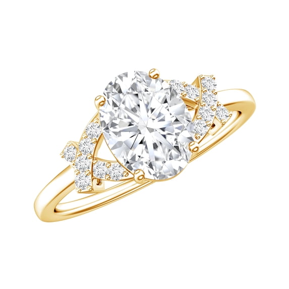 Rosec Jewels Oval Cut Solitaire Moissanite Designer Engagement Ring (6X8 mm, D-VS1 Quality), 14K Yellow Gold, US 11.00