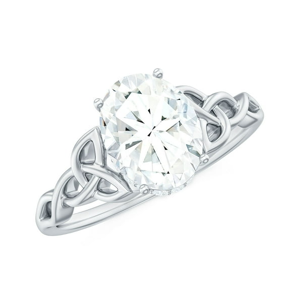 Rosec Jewels Oval Diamond Engagement Ring 2 Ct (7X9 mm - Ef-Vs Quality Lab Diamond Hidden Halo Ring, 925 Sterling Silver, US 4.00