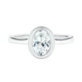 thumbnail image 1 of Rosec Jewels Oval Engagement Ring 1 ct - Lab Diamond Solitaire Ring 6x8 mm - Bezel Set - EF-VS Grade, 18K White Gold, US 3.50, 1 of 8