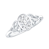 Rosec Jewels Oval Engagement Ring with Lab Diamond - 5X7 MM - EF-VS Grade Celtic Knot Ring, 925 Sterling Silver, US 4.00