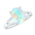 thumbnail image 1 of Rosec Jewels Real Ethiopian Opal Engagement Ring for Women (8X10 mm - AAA Quality) - Big Solitaire Opal Ring with Jewelry Box, 10K White Gold, US 3.50, 1 of 10