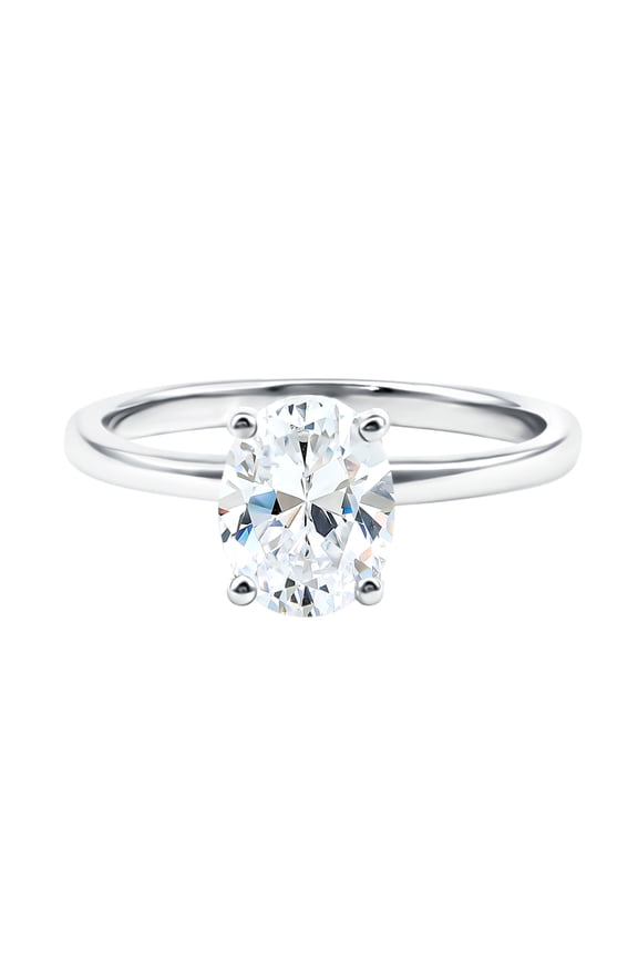Oval Lab Diamond Ring 2 Ct - Big Solitaire Engagement Ring - EF-VS Grade Certified, 14K White Gold, US 7.00
