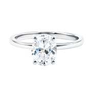 Rosec Jewels Oval Lab Diamond Ring 2 Ct - Big Solitaire Engagement Ring - EF-VS Grade Certified, 14K White Gold, US 7.00