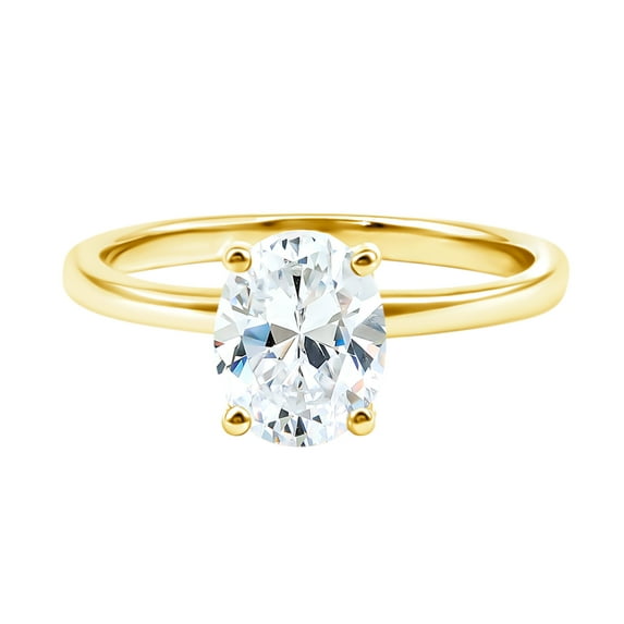 Rosec Jewels Oval Lab Diamond Ring 2 Ct - Big Solitaire Engagement Ring 7x9 mm - EF-VS Grade Certified, 18K Yellow Gold, US 12.50