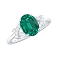 thumbnail image 1 of Rosec Jewels Oval Lab Grown Emerald Solitaire Ring with Diamond, Split Shank Ring - 6X8 mm, 14K White Gold, US 8.50, 1 of 8