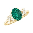 thumbnail image 1 of Rosec Jewels Oval Lab Grown Emerald Solitaire Ring with Diamond, Split Shank Ring - 6X8 mm, 14K Yellow Gold, US 5.50, 1 of 8