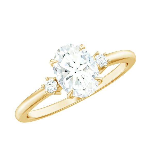 Rosec Jewels Oval Moissanite Engagement Ring for Women (6X8 mm, 1.50 CT) - D-VS1 Quality, 10K Yellow Gold, US 5.50