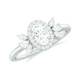 thumbnail image 1 of Rosec Jewels Moissanite Oval Engagement Ring for Women - Designer Ring - D-VS1 Quality Certified - with Jewelry Box, 14K White Gold, US 3.50, 1 of 9