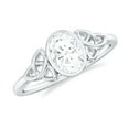 thumbnail image 1 of Rosec Jewels Moissanite Oval Engagement Ring 1 Carat - Celtic Knot Ring - 5X7 mm Oblong Ring - D-VS1 Quality Certified, 14K White Gold, US 3.50, 1 of 7