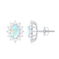 thumbnail image 1 of Rosec Jewels Oval Shape Ethiopian Opal Stud Earrings with Diamond Halo - 5X7 mm - AAA Grade, 925 Sterling Silver, 1 of 8