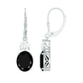 thumbnail image 1 of Oval Shape Lab Grown Black Diamond Drop Earrings with Moissanite for Women - 8X10 mm, 10K White Gold, 1 of 7