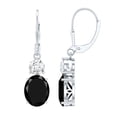 thumbnail image 1 of Rosec Jewels Oval Shape Lab Grown Black Diamond Drop Earrings with Moissanite for Women - 8 Carat, 10K White Gold, 1 of 6