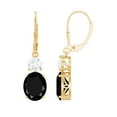 thumbnail image 1 of Oval Shape Lab Grown Black Diamond Drop Earrings with Moissanite for Women - 8X10 mm, 18K Yellow Gold, 1 of 7