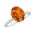 thumbnail image 1 of Rosec Jewels Oval Shape Lab Grown Orange Sapphire Solitaire Ring with Surprise Diamond (8X10 mm), 18K White Gold, US 4.50, 1 of 9