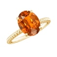 thumbnail image 1 of Oval Shape Lab Grown Orange Sapphire Solitaire Ring with Surprise Diamond (4 Carat), 18K Yellow Gold, US 6.00, 1 of 8