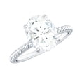 thumbnail image 1 of Rosec Jewels Oval Shape Zircon Solitaire Engagement Ring with Twisted Rope for Women - 8X10 mm, 14K White Gold, US 12.50, 1 of 8