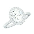 thumbnail image 1 of Rosec Jewels Oval Moissanite Engagement Ring with Halo - D-VS1 Quality Authentically Certified Classic Ring for Women, 10K White Gold, US 4.00, 1 of 8
