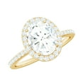 thumbnail image 1 of Rosec Jewels Oval Moissanite Engagement Ring with Halo - D-VS1 Quality Authentically Certified Classic Ring for Women, 18K Yellow Gold, US 7.00, 1 of 8
