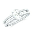 thumbnail image 1 of Rosec Jewels Moissanite Oval Engagement Ring 1 Carat - Double Band Ring - 5X7 mm - D-VS1 Grade Certified, 925 Sterling Silver, US 13.00, 1 of 8