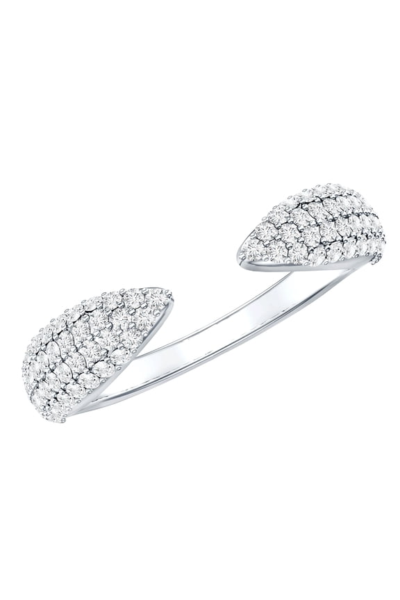 Pave Diamond Cuff Ring for Women (Ef-Vs Quality Lab Created Diamond) - Ready to Gift for Anniversary, 14K White Gold, US 10.00
