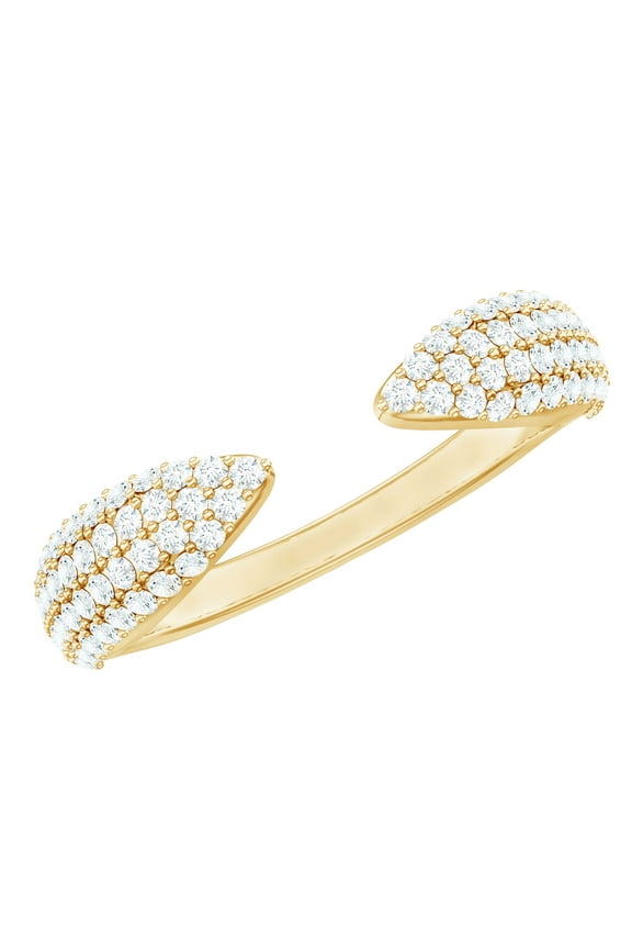 Pave Diamond Cuff Ring for Women (Ef-Vs Quality Lab Created Diamond) - Ready to Gift for Anniversary, 14K Yellow Gold, US 7.00