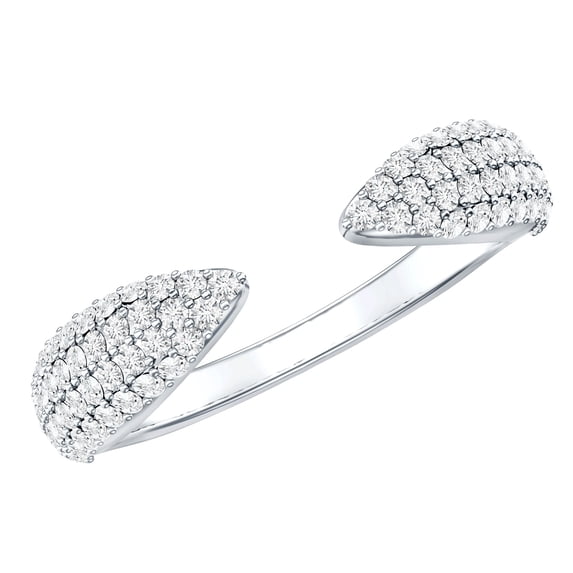 Rosec Jewels Pave Diamond Cuff Ring for Women (Ef-Vs Quality Lab Created Diamond) - Ready to Gift for Anniversary, 18K White Gold, US 6.50