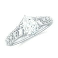 thumbnail image 1 of Rosec Jewels Certified Moissanite Solitaire Engagement Ring - Art Deco Ring (5X7 mm Pear Shape, D-VS1 Quality), 14K White Gold, US 8.50, 1 of 9