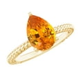 thumbnail image 1 of Rosec Jewels Pear Shape Created Orange Sapphire Solitaire Ring with Moissanite for Women, 18K Yellow Gold, US 12.00, 1 of 9