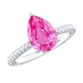 thumbnail image 1 of Rosec Jewels Certified Lab Grown Pink Sapphire Engagement Ring With Surprise Diamond - 2.5 Carat Pink Sapphire - AAAA Grade, 10K White Gold, US 3.00, 1 of 8