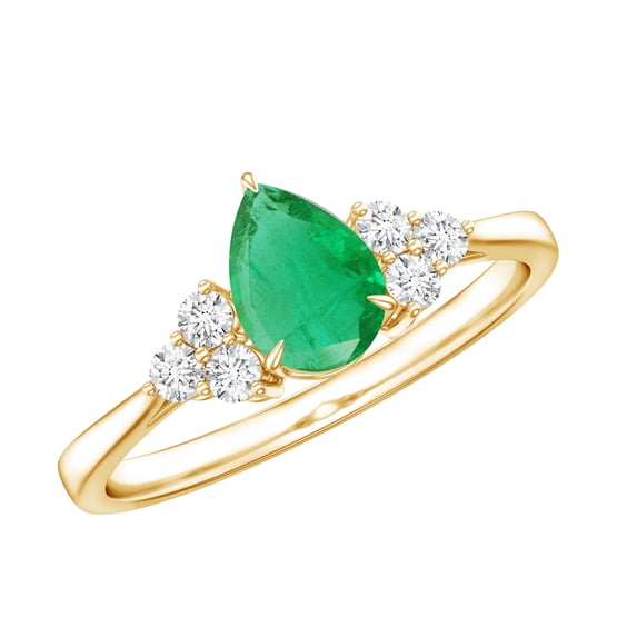 Rosec Jewels Pear Shape Emerald Engagement Ring for Women - 0.6 Carat ...