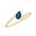 thumbnail image 1 of Rosec Jewels Natural London Blue Topaz Promise Ring for Women - AAA Quality Blue Topaz and Diamond Ring - Ready to Gift, 18K Yellow Gold, US 11.50, 1 of 6