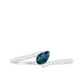 thumbnail image 1 of Rosec Jewels Pear Shape London Blue Topaz Promise Ring with Diamond for Women - Bypass Ring, 925 Sterling Silver, US 8.00, 1 of 8
