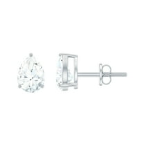 Rosec Jewels Pear Shape Moissanite Solitaire Stud Earrings for Women (6X8 mm) - D-VS1 Quality, 925 Sterling Silver