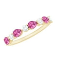 thumbnail image 1 of Rosec Jewels Real Pink Tourmaline and Diamond Ring - Half Eternity Ring with Tourmaline (AAA Grade) - Ready to Gift for Anniversary, 10K Yellow Gold, US 7.00, 1 of 8