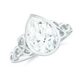 thumbnail image 1 of Rosec Jewels Certified Moissanite Teardrop Engagement Ring 2 Carat - Celtic Knot Ring for Women - 7X10 mm - D-VS1 Quality, 18K White Gold, US 12.00, 1 of 9